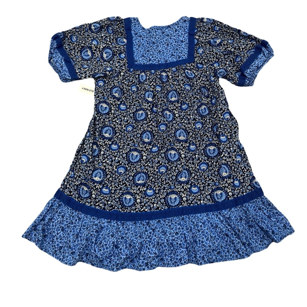 Old Navy Floral Puff-Sleeve Mini Swing Dress | Blue Blossoms | Size Large NWT - Picture 6 of 13